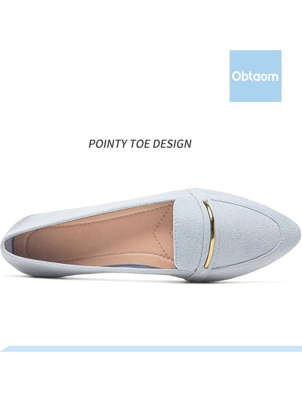 Women's Light Blue Faux Suede Comfortable Loafer Slip On Ballet Flat Cute Shoe - Picture 4 of 6